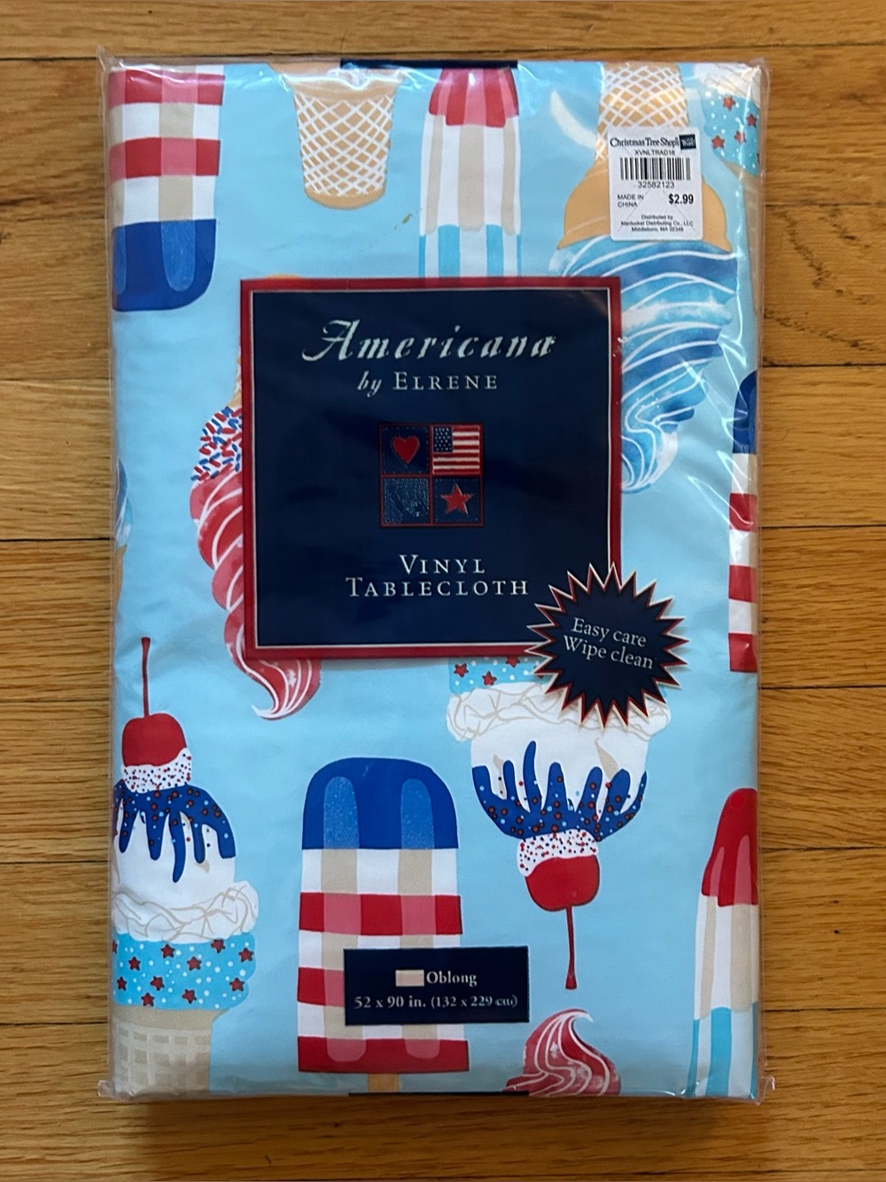 Americana by Elrene Ice Cream & Popsicles Vinyl Tablecloth - Light Blue